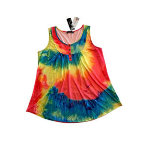 MIROL Hippie Tie Dye Tank Top Womens XL Multicolor Festival Summer 60s NEW NWT